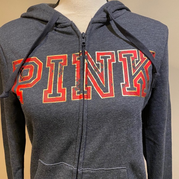PINK Victoria’s Secret Gray Zip Up Hoodie - Picture 3 of 10